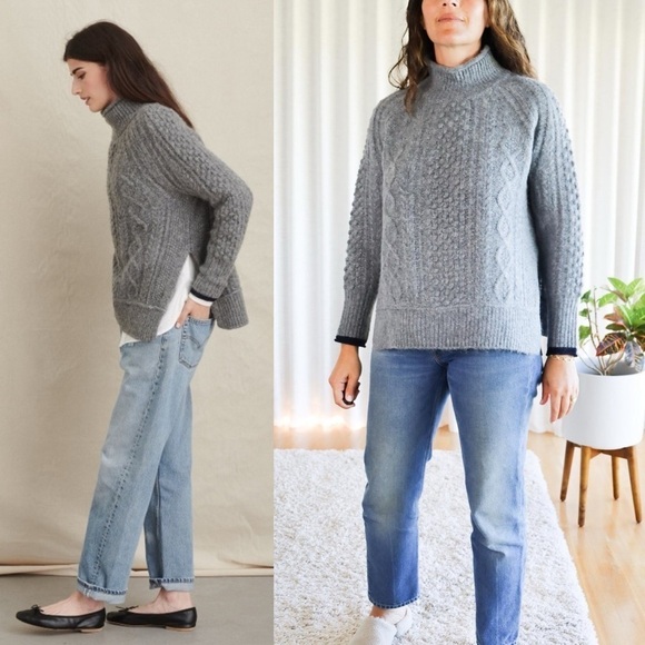 Alex Mill Sweater XS Camil Cable Knit Grey Wool Alpaca Blend Chunky Knit - Picture 3 of 16